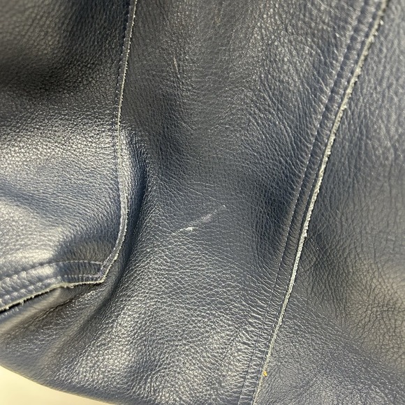 Rough and Tumble Leather Hobo Slouch Tote Bag Blue Pockets Made in Maine - Picture 5 of 16